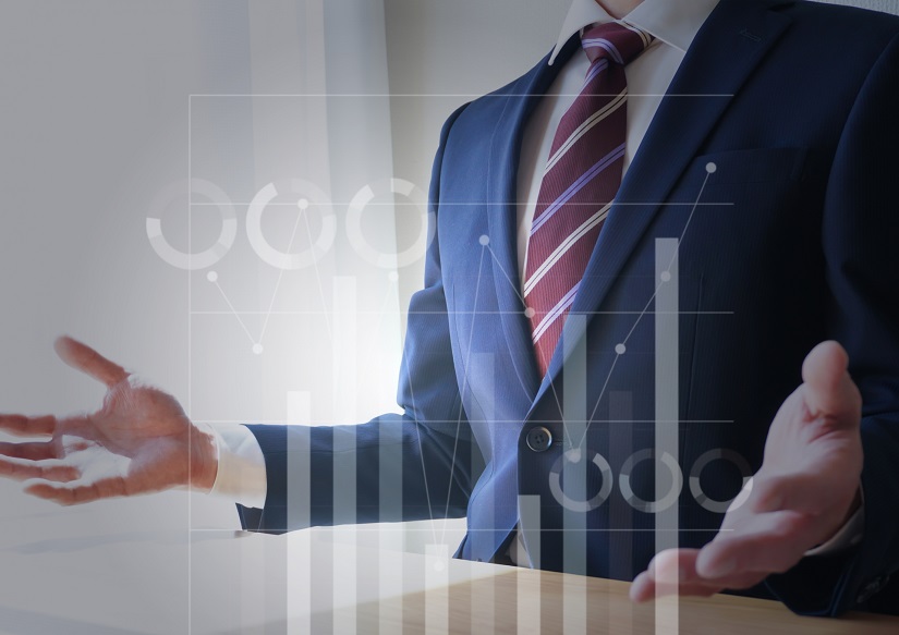 グラフ 語り掛ける ビジネスマン