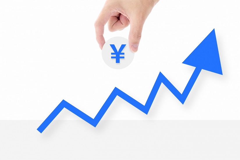 お金 上向き→2