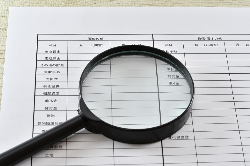 貸借対照表　虫眼鏡